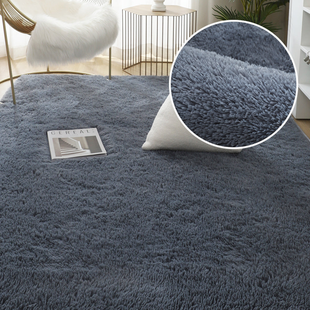 Gray Plush Living Room Carpet